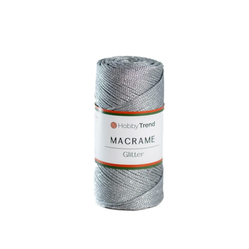 HobbyTrend Makrame Glitter 061S Grey – Silver Sim