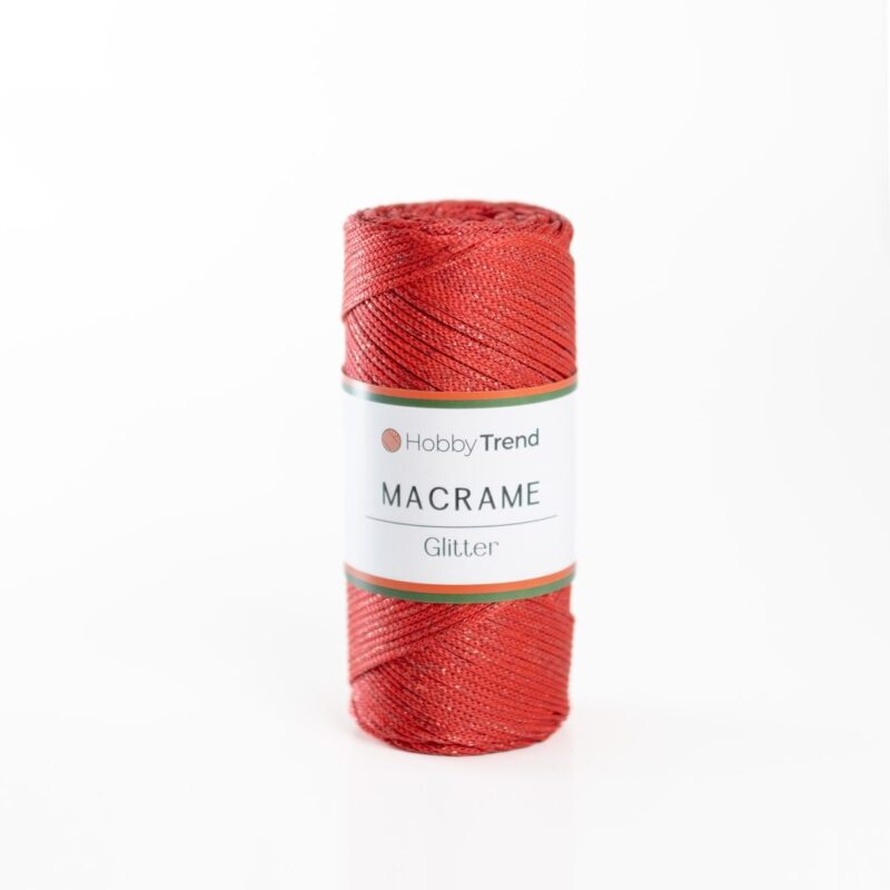 HobbyTrend Makrame Glitter 100R Red
