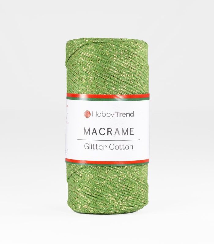 HobbyTrend Makrame Glitter 178G Green – Gold Sim
