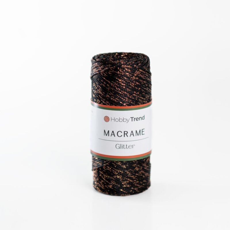 HobbyTrend Makrame Glitter 270C Black – Bronze Sim
