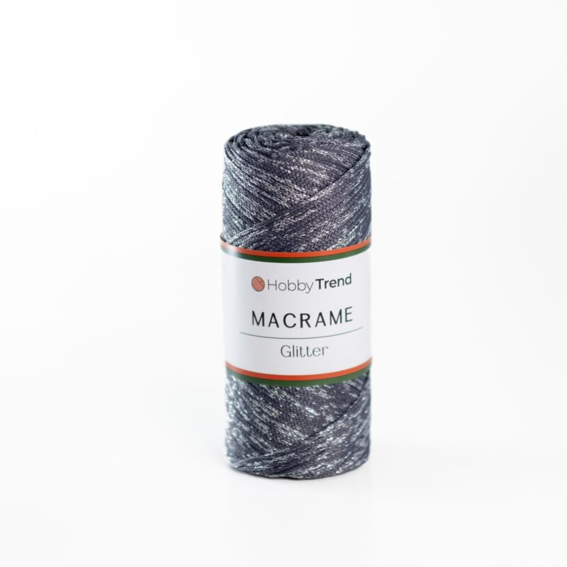 HobbyTrend Makrame Glitter 69S Anthracite – Silver Sim